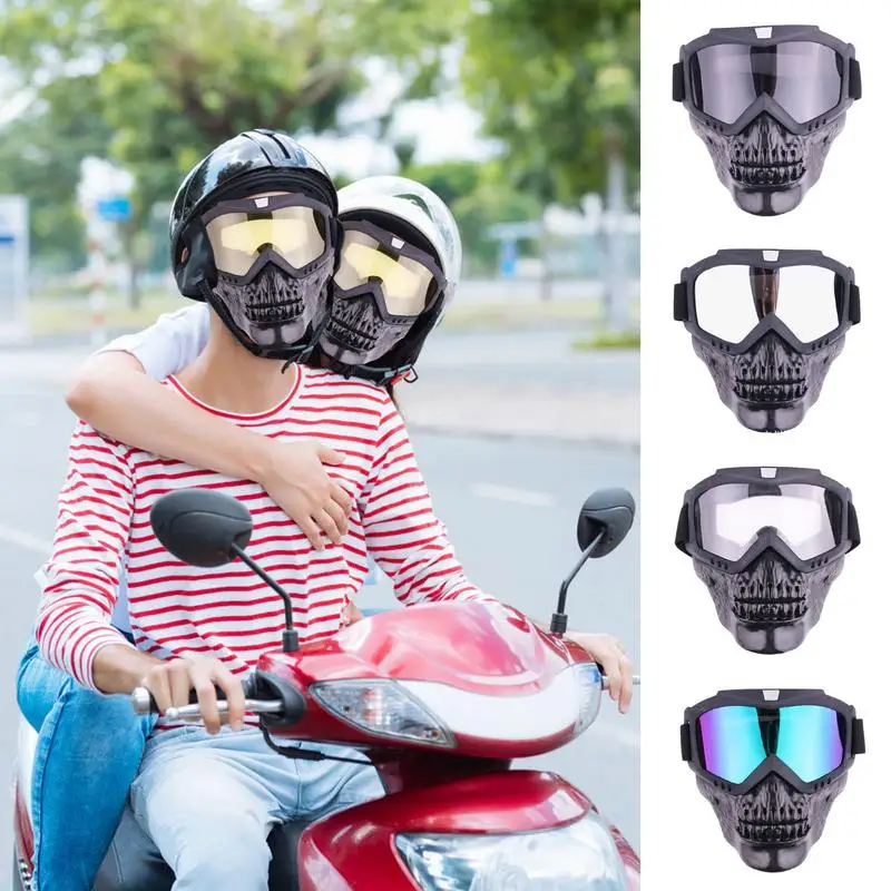 

Skull Cycling Protective Glasses Tacticals Cycling Goggles Mask Windproof AntiFog Protective Goggle Removable Face Shield Goggle