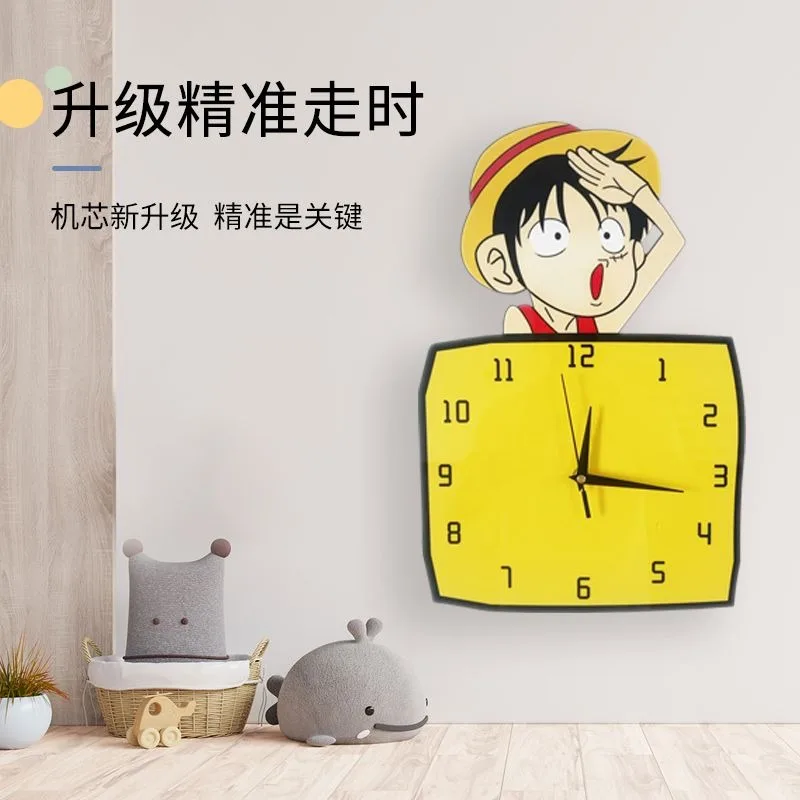 

Цельные Аниме периферийные часы Луффи Зоро, креативные Мультяшные часы для гостиной, бесшумные настенные часы, украшение для детской комнаты, подарок