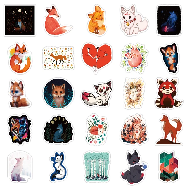 50/100Pcs INS Cartoon Cute Kawaii Fox Stickers PVC Waterproof