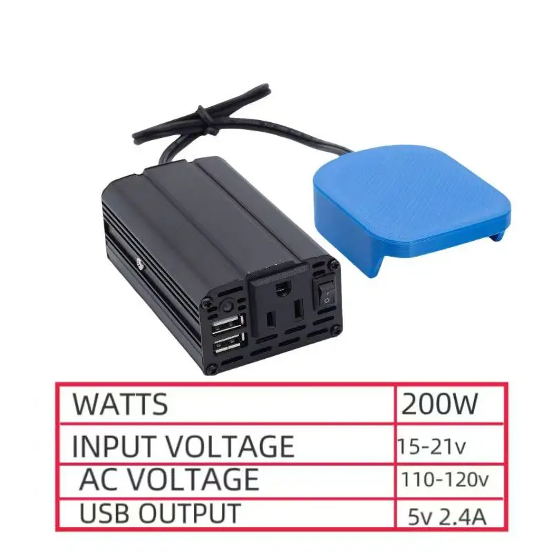200w マキタパワーインバーター 18V バッテリー電源インバーター 110