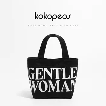 KOKOPEAS Women Mini Tote Bag Letter Print Canvas Crossbody Purse 함께 Removable Strap Small Feamle Travel Phone Pouch Wallet