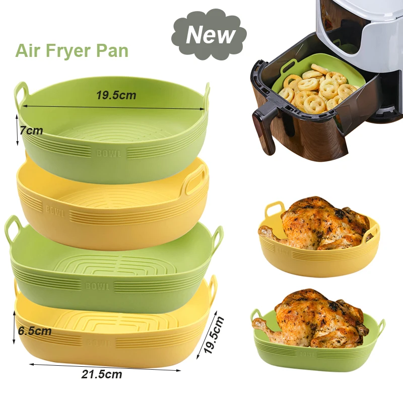 New Airfryer Silicone Basket Air Fryer Oven Baking Tray Pizza Fried Chicken  Airfryer Pan Liner Pot Accessories Silicone Tray - AliExpress