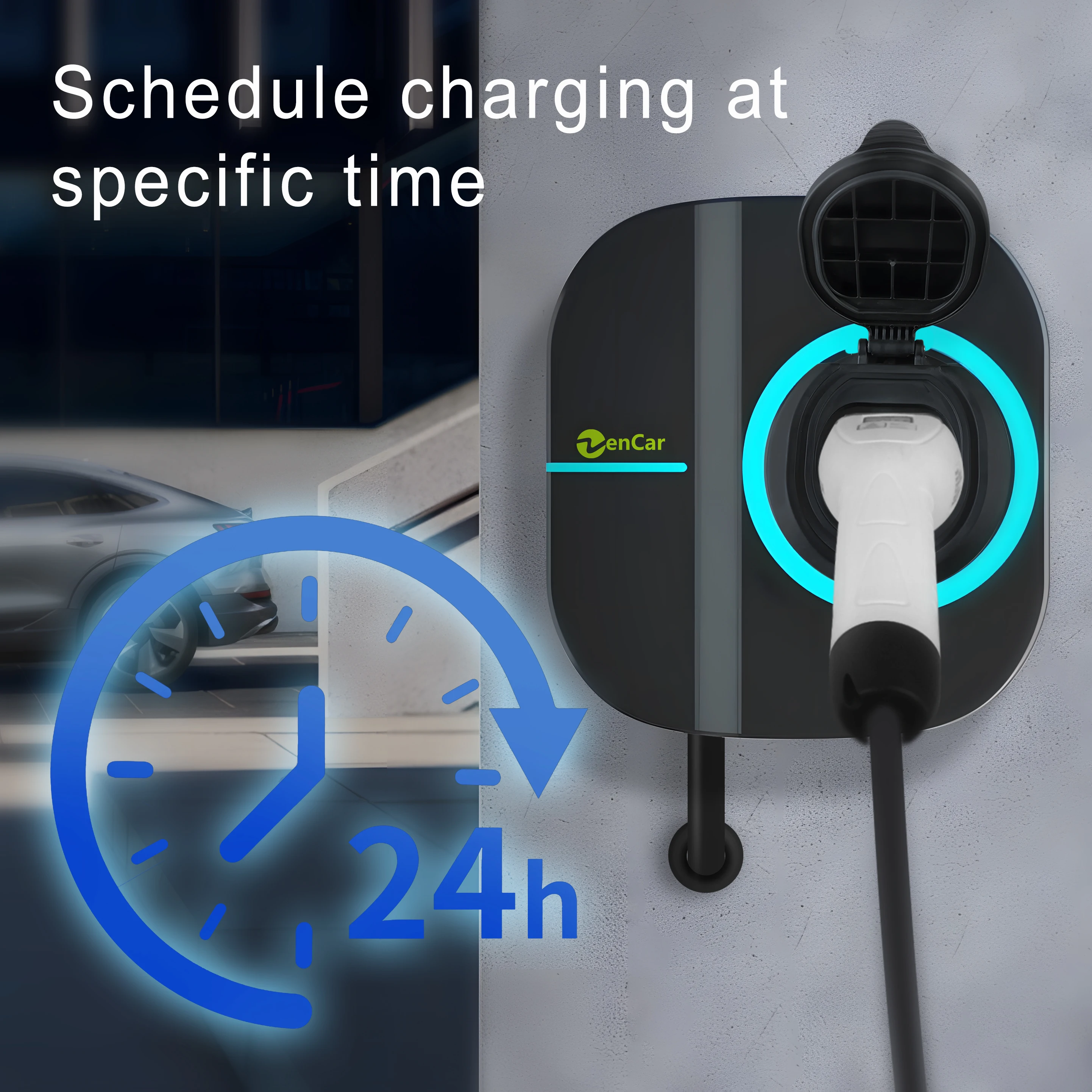 전기차 벽걸이형 충전소 16A 32A EV 월박스 7kW 11kW 22kW 레벨 3 AC 가정용 EV 충전기 (IEC62196 타입 2 소켓 포함)