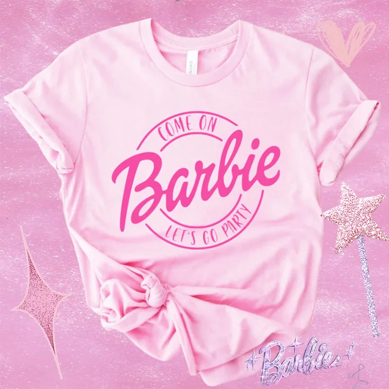 

Barbie T-Shirt Sweet Hot Clolorful Delicate Tops Stylish Cotton Soft Fashion Girlish Lovely Girls Gift Short Undershirt Trendy