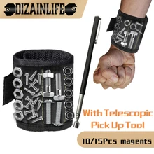Bracelet magnétique, sac à outils Portable, bracelet magnétique puissant, ceinture à outils avec outil de ramassage télescopique pour vis, clou, boulon d'écrou