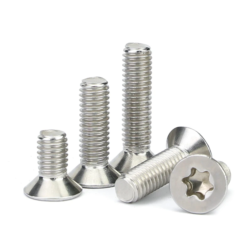 stainless steel screw 10pcs/lot Six-Lobe Torx Flat Countersunk Head Screw Bolt M1.6 M2 M2.5 M3 M4 M5 M6 M8 304 A2-70 stainless steel GB2673