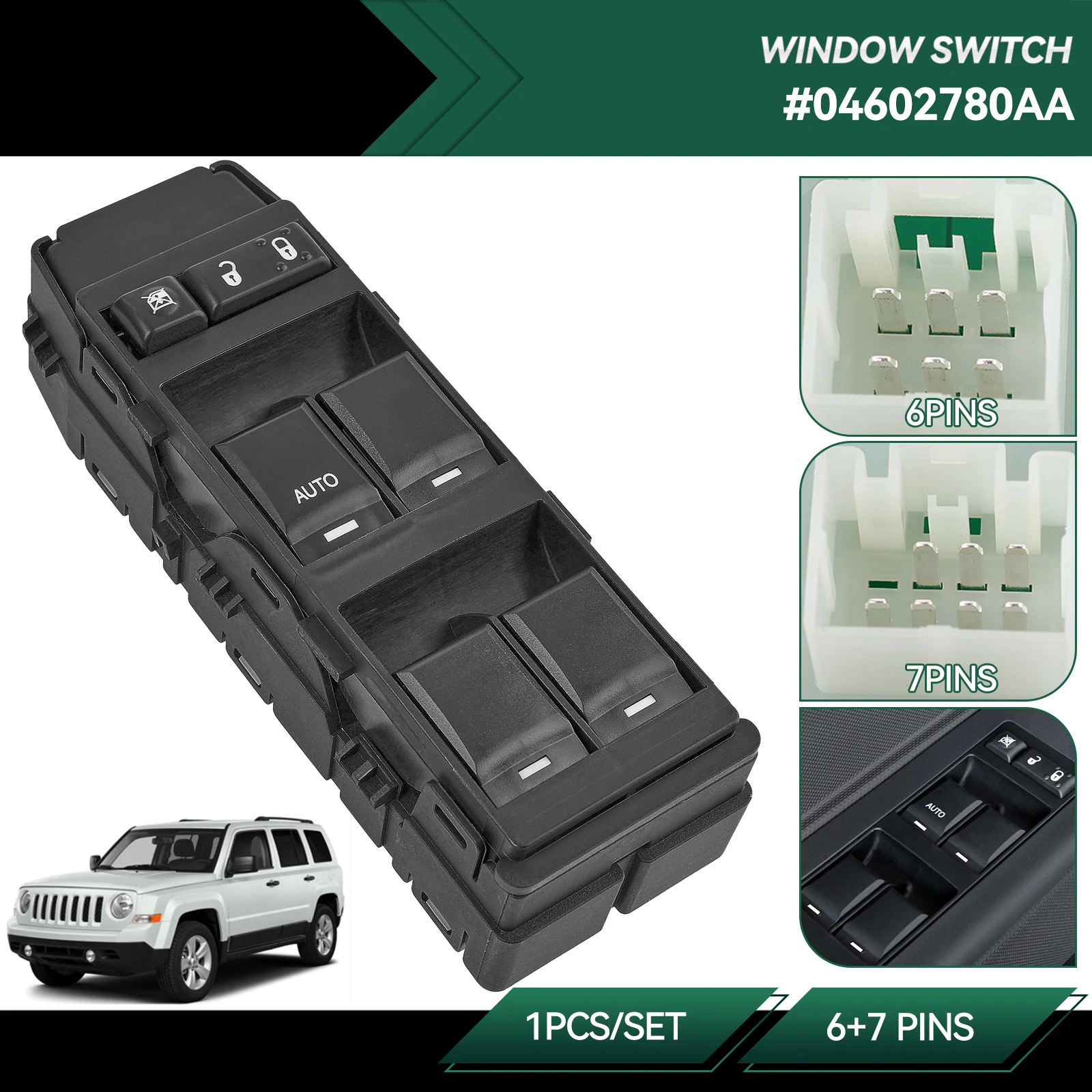 

04602780AA 4602780AA Electric Window Master Lifter Control Switch Button For Dodge Avenger Charger Magnum Jeep Compass Chrysler