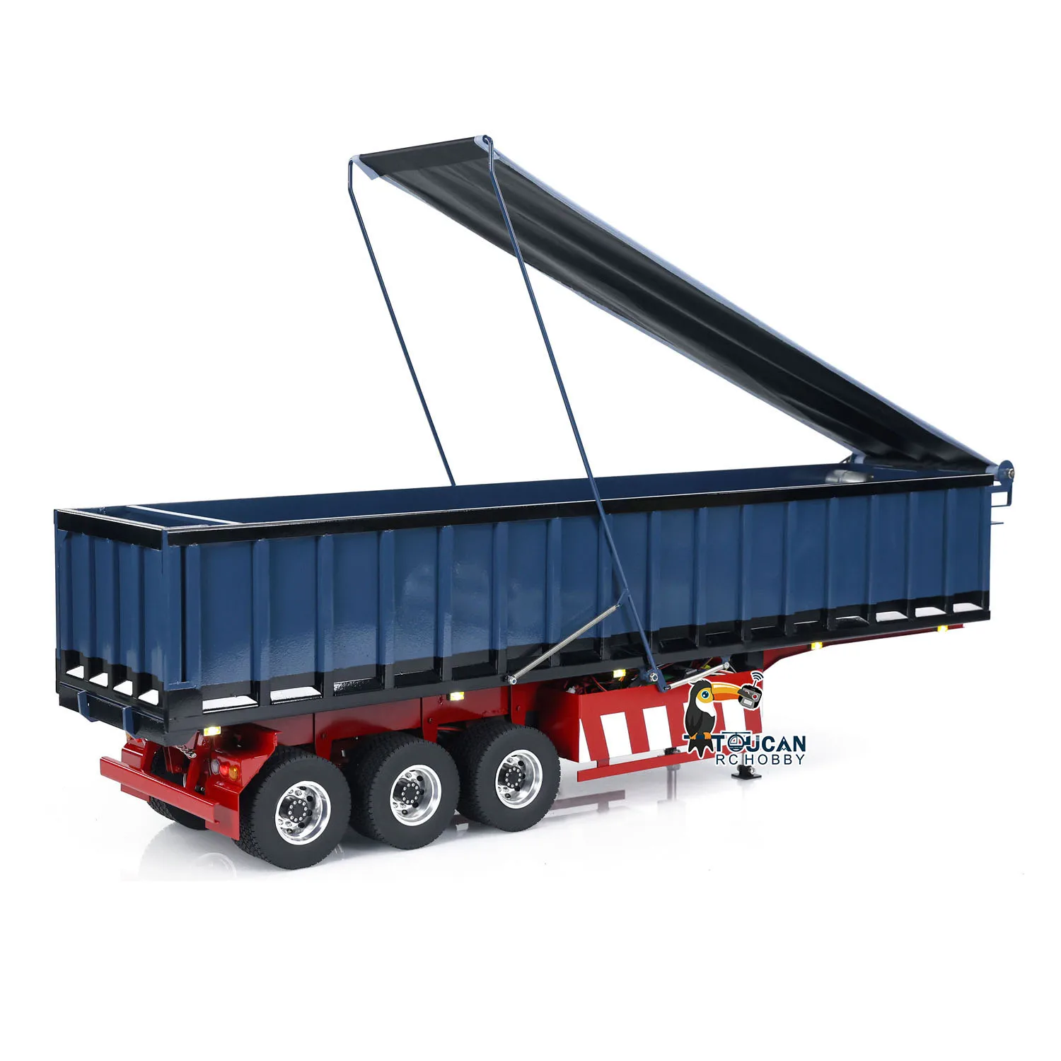 NEW 3 Axles Semi-Trailer 1/14 Metal Radio Remote Control Hydraulic Dump Gravel Trucks Toys TOUCAN RC Tractor Truck Car Vehicle 3