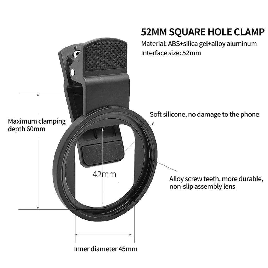52mm Mobile Phone Camera Lens Clip Universal Aluminum Alloy Thread For All Smartphones UV CPL ND Lens Adapter Filter Ring Mount uv filter,camera lens filter,circular polarizing filter,variable nd filter,phone lens filter,photography filter,prism lens filter,color filter,pinhole lens filter,camera lens adapter set