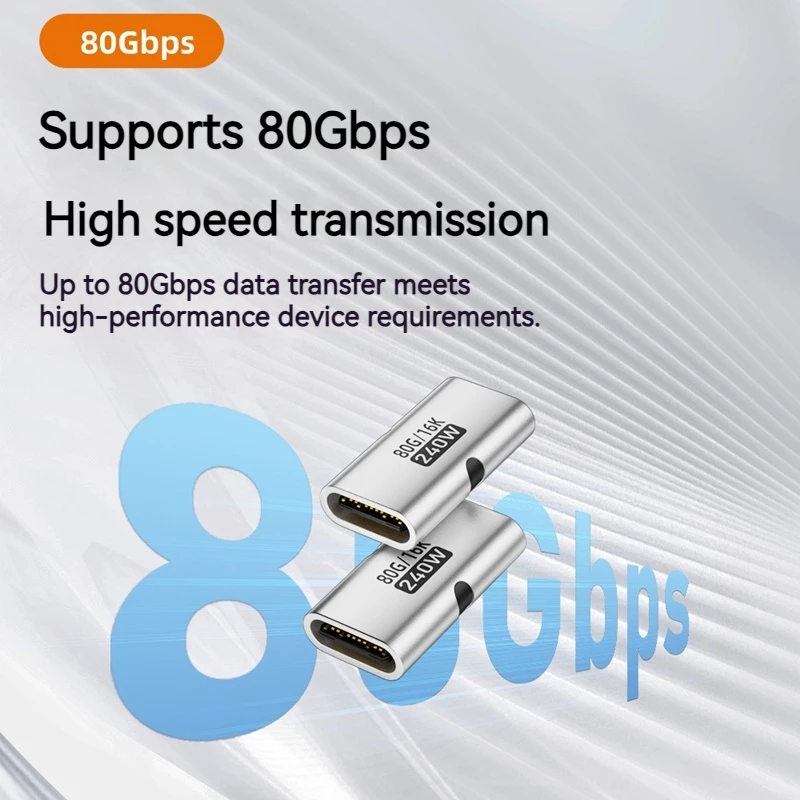 알루미늄 240W USB to 타입 C 어댑터 USBC to 타입-C 여성용 80Gbps OTG 16K 비디오 고속 충전 커넥터 노트북 폰 맥북용