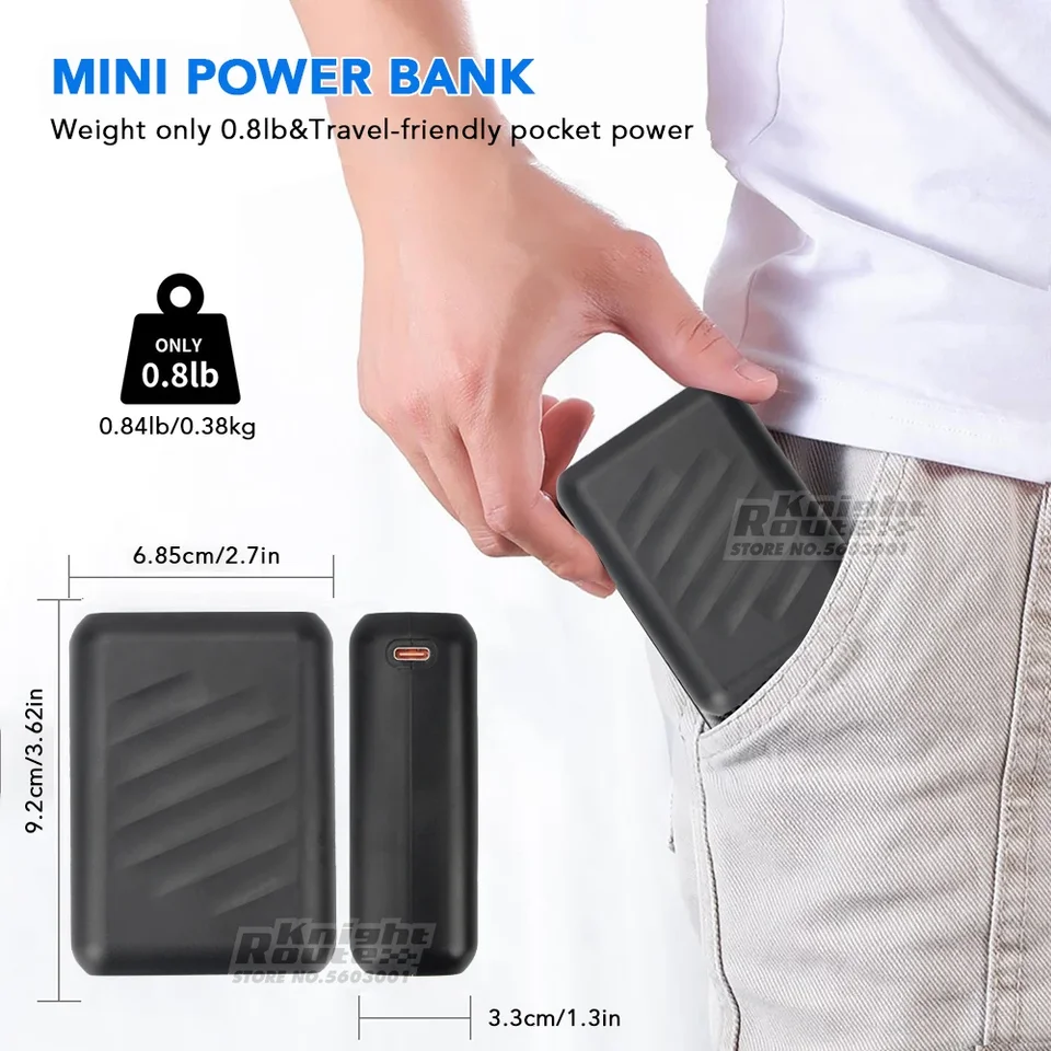 Batterie Externe 20 000 MAh Pour Gilet Chauffant, 7,4 V/5 V, Chargeur Portable Rechargeable Pour Gilet Chauffant Avec Sorties CC Et USB