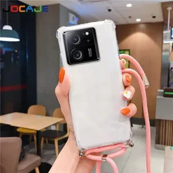 Transparent Airbag Shockproof Crossbody Lanyard Case - Soft Silicone Cover for Find X8 (Deep pink)