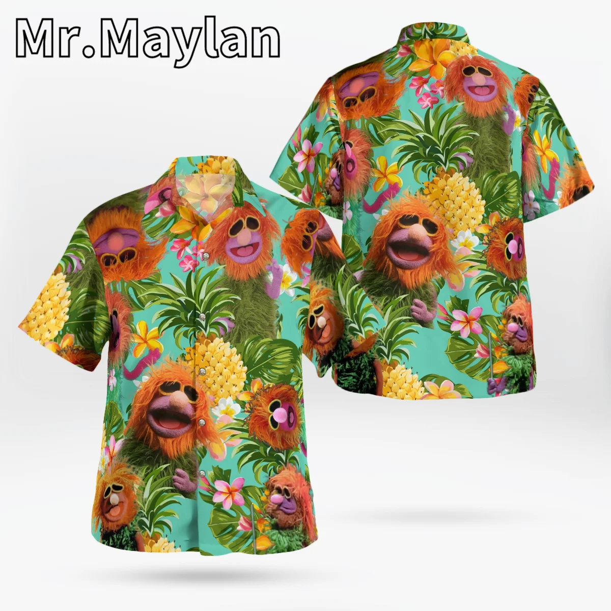 Harajuku Anime 3D Elmo Shirt Hawaii Shirt Men Summer Short Sleeve Shirt Men Shirts 2023 Oversized 5XL shirt Chemise Homme-1188 6