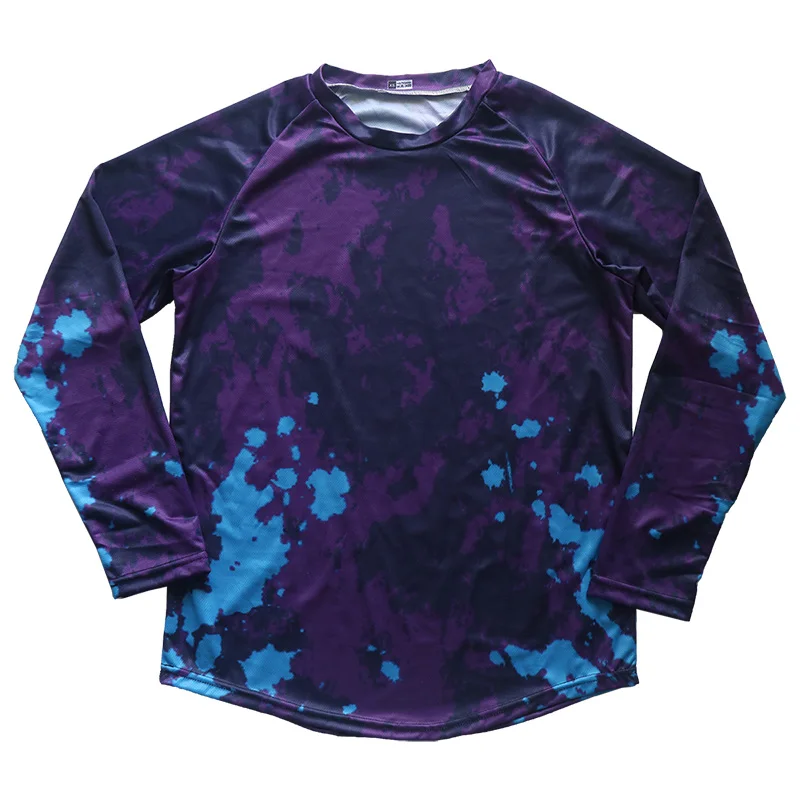 

MTB Long Sleeve Cycling Top, Mx Jersey, Motocross Run Clothes, Bicycle Wear, Downhill Race, Bike Shirt, Blue, Purple, Cross Ride