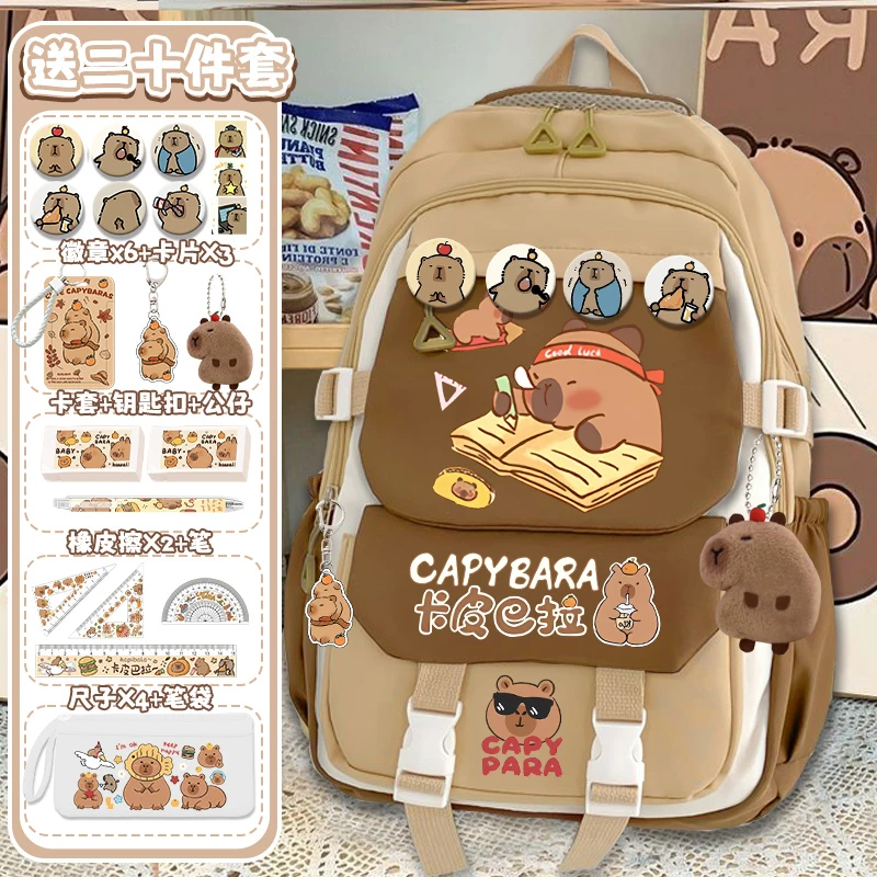Kapibara capybara school backpack for girls grade 3-6 high-capacity children's backpack 2