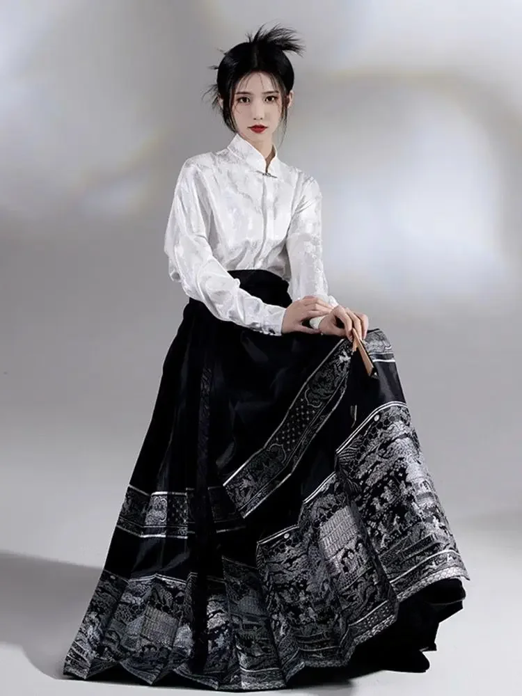 

Улучшенная Новинка в китайском стиле ханьфу в стиле песни в китайском стиле Женская одежда для взрослых черная юбка в виде лошади