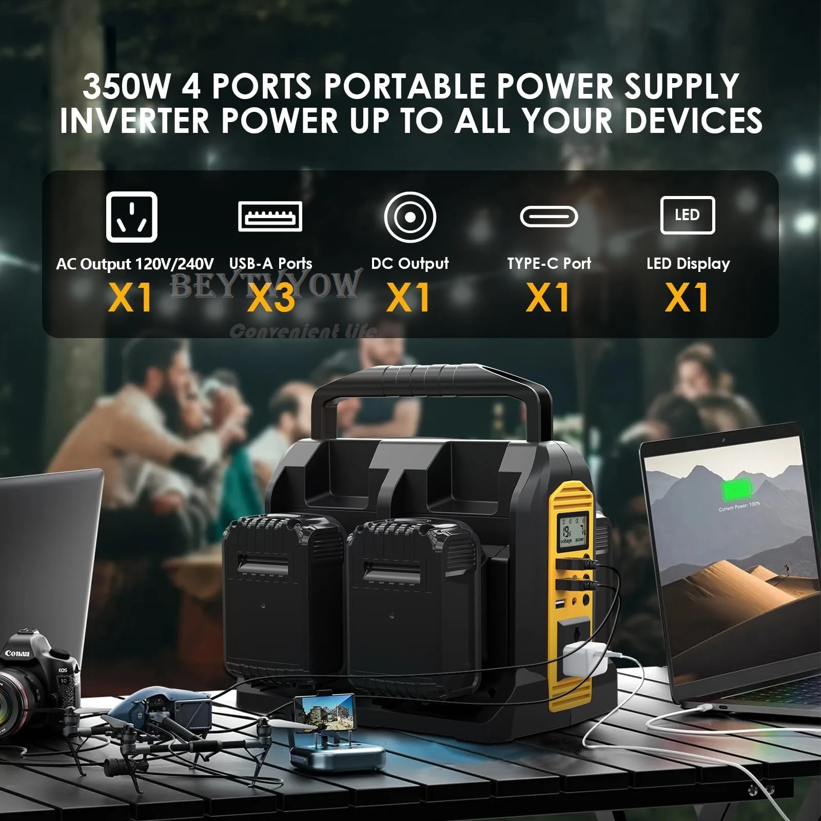 350W Power Inverter Compatible with Dewalt 20V Battery Outdoor Generators Conver