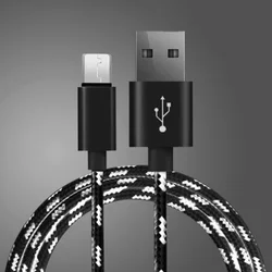 Premium Nylon Braided Micro USB Data Sync Charger Cable - Multiple Lengths Available - 3m (Black)
