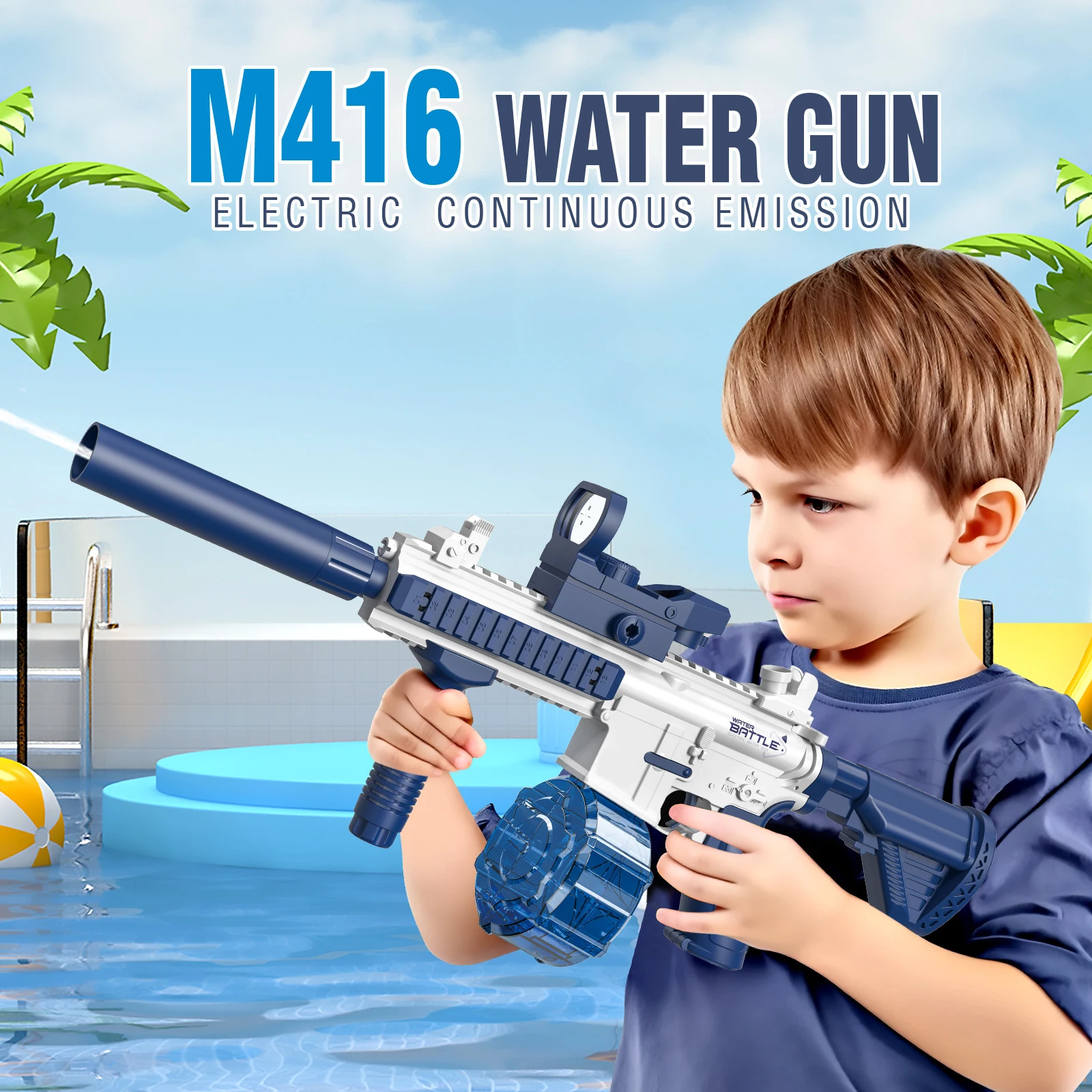 m416 Electric Water Gun Fighting Toys Bursts Children's High-pressure Strong Water GunsAutomatic Water Spray Children's Toy Guns 4
