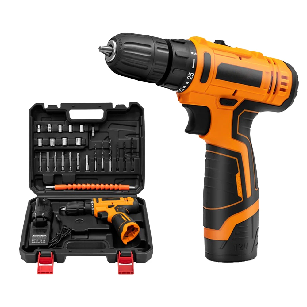 

DC 12V-21V Electric Drill Cordless Drill Rechargeable Electric Screwdriver Lithium Battery Multi-function 2 Speed Power Tool