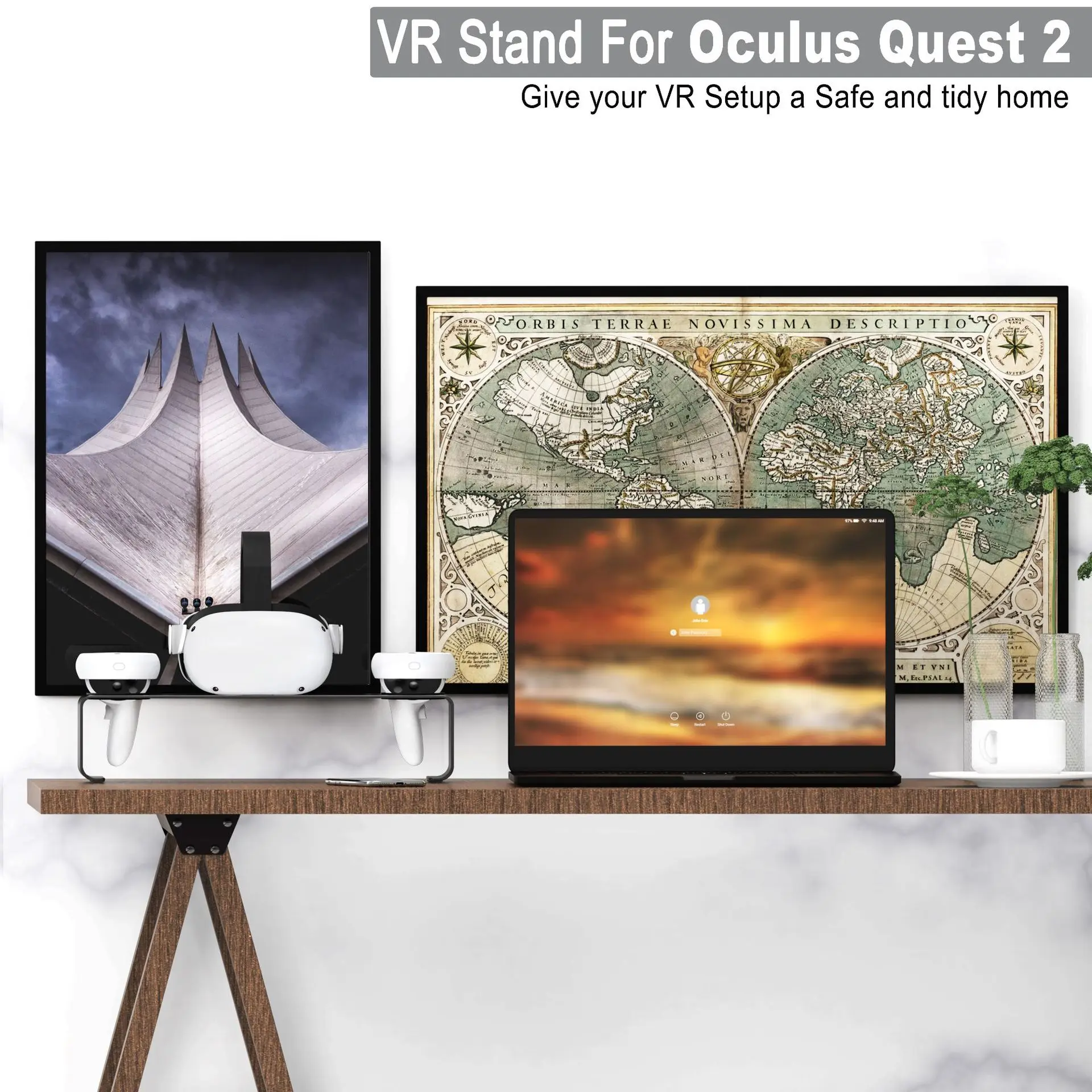 Metal VR Stand For Oculus Quest 2 VR Glasses Display Holder Controller Desktop Base Storage Mount For Oculus Quest 2 Accessories