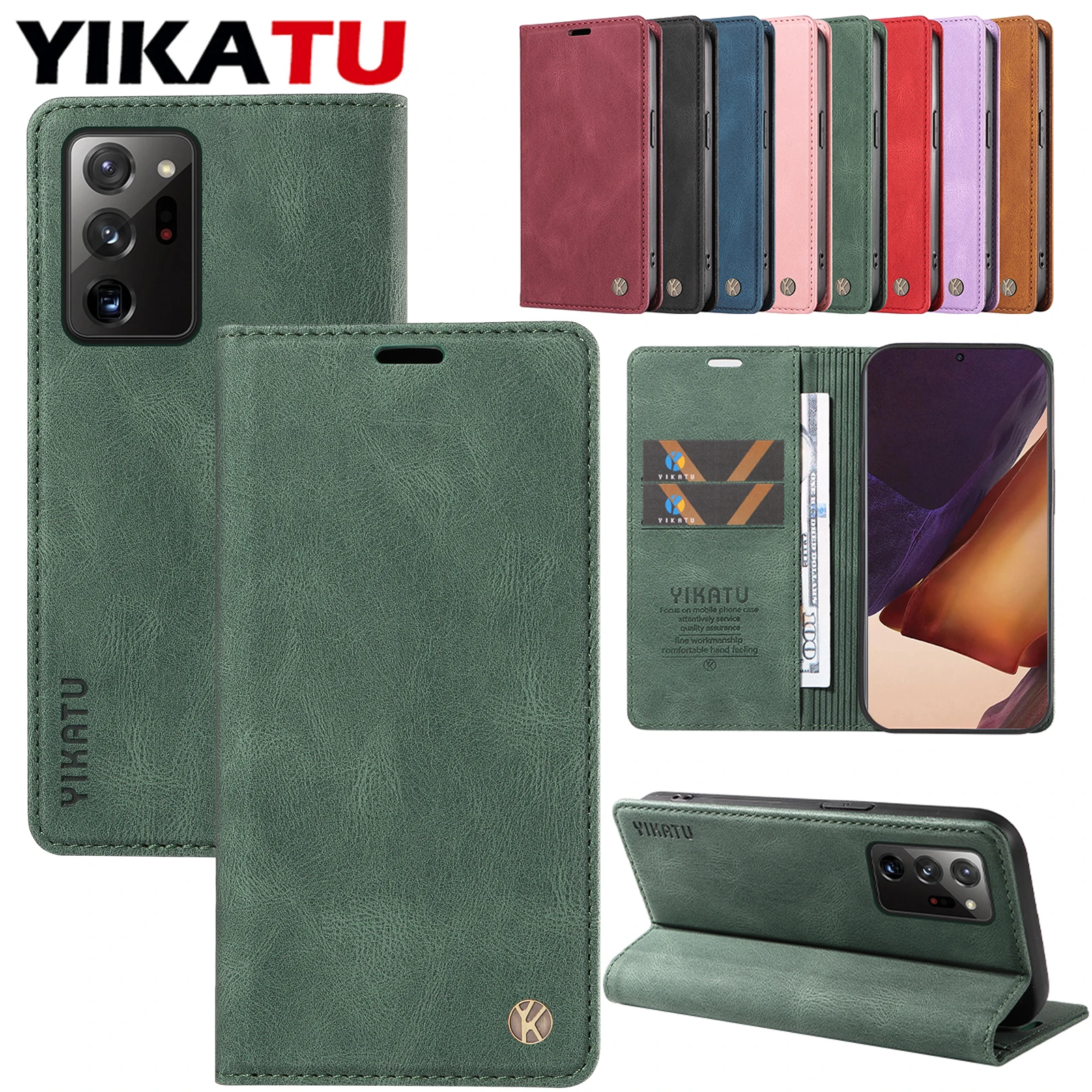 Premium Magnetic Flip Leather Wallet Case - Anti-Fall Stand Cover