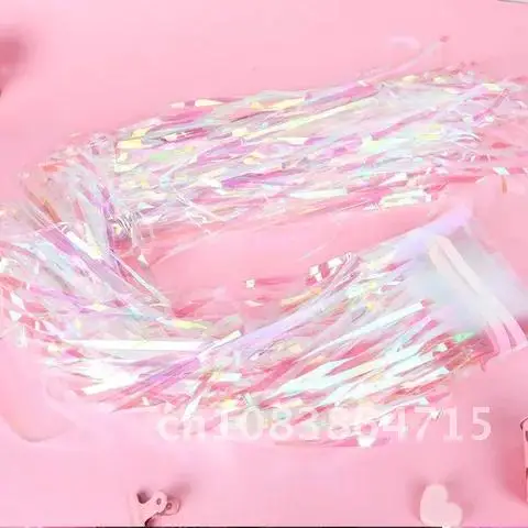 

Colorful Gradient Foil Fringe Shiny Rainbow Curtains Birthday Party Decoration Photography Background Supplies Neon Iridescent