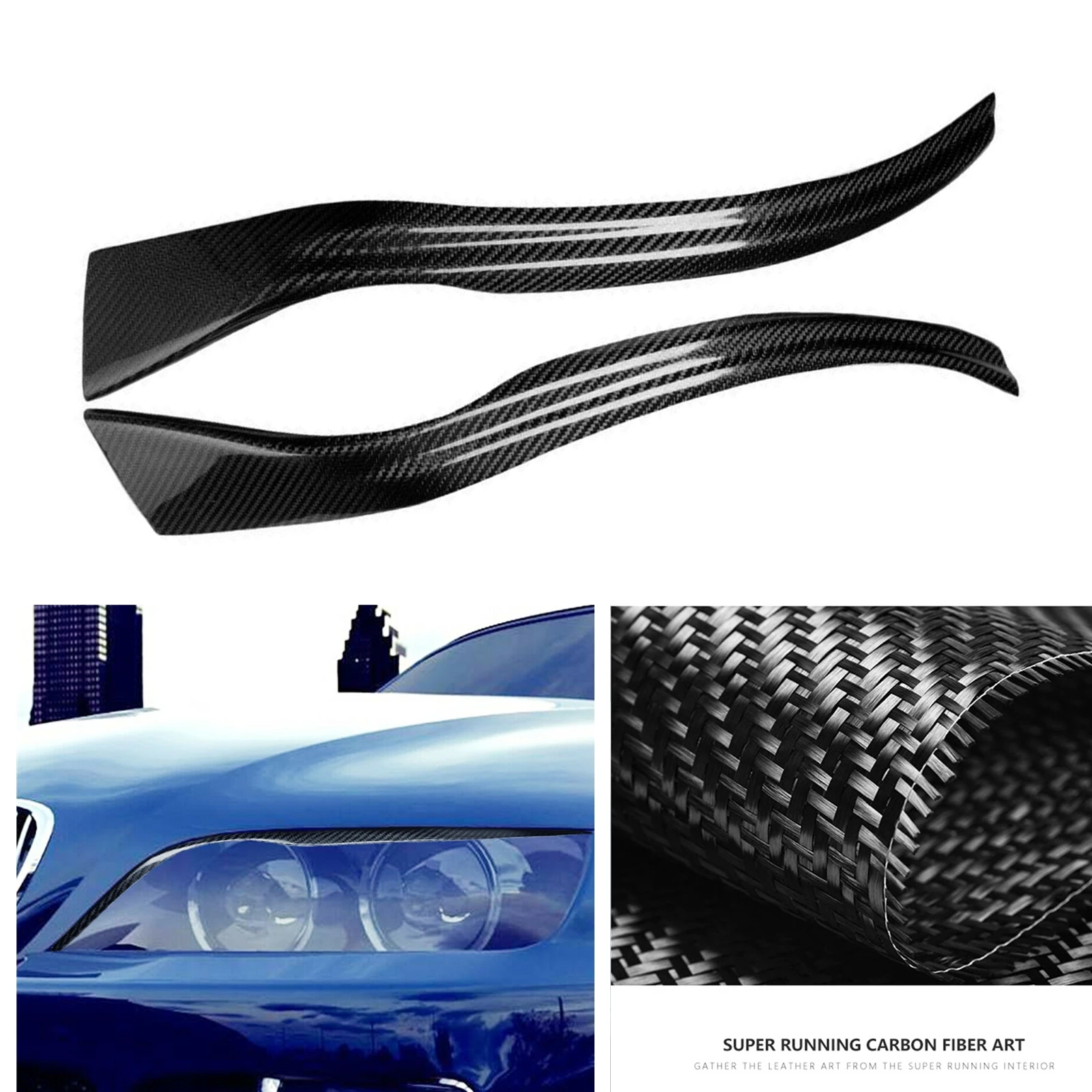 

Carbon Fiber Car Front Head Light Lamp Cover Trim Sticker Headlight Eyelid Headlamp Eyebrow Brow Strip For BMW Z3 1996-2002