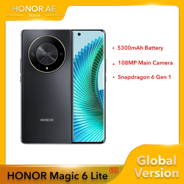 Global Version HONOR Magic6 Lite 5G 108MP Main Camera Snapdragon 6 Gen 1  5300mAh Ultra-Bounce