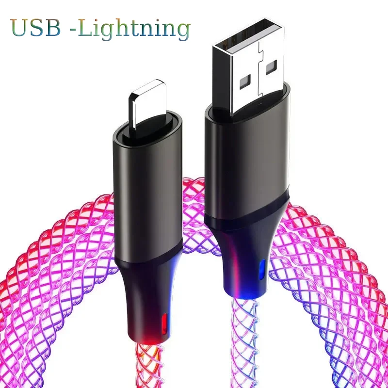 3 في 1 66 واط 6A كابل شحن سريع RGB ضوء USB نوع C م...