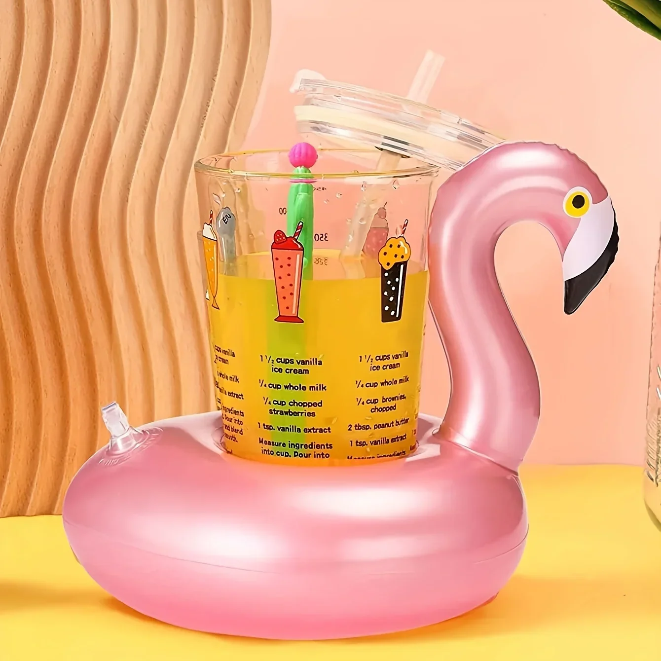 Inflatable Flamingo Cup Holder Water Coaster Floating Drink Accessory