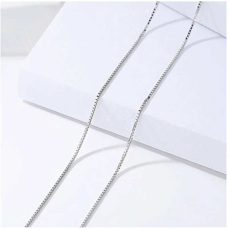 925 Sterling Chain 40cm-60cm Box Chain Necklace for Women Girls Kids Children Jewelry sterling chain necklace