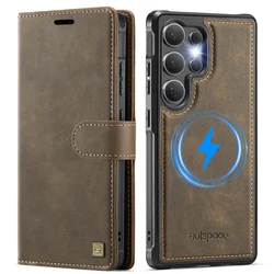 MagSafe Magnetic Flip Leather Phone Case with Wireless Charging and Wallet Card Feature - Samsung A56 (5G) (Brown)