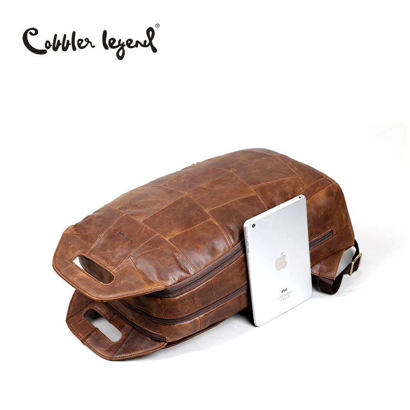 Cobbler Legend 2023 Men's Leather Retro Backpack Solid Color Large-capacity Shoulder Travel School Bag Suitable for Teenagers