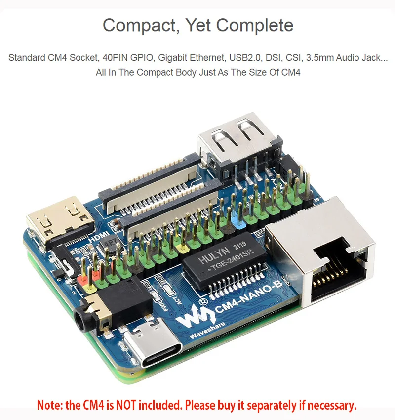 Raspberry Pi Compute Module 4 CM4 Nano Base Board (B) with RPi 40PIN GPIO interf