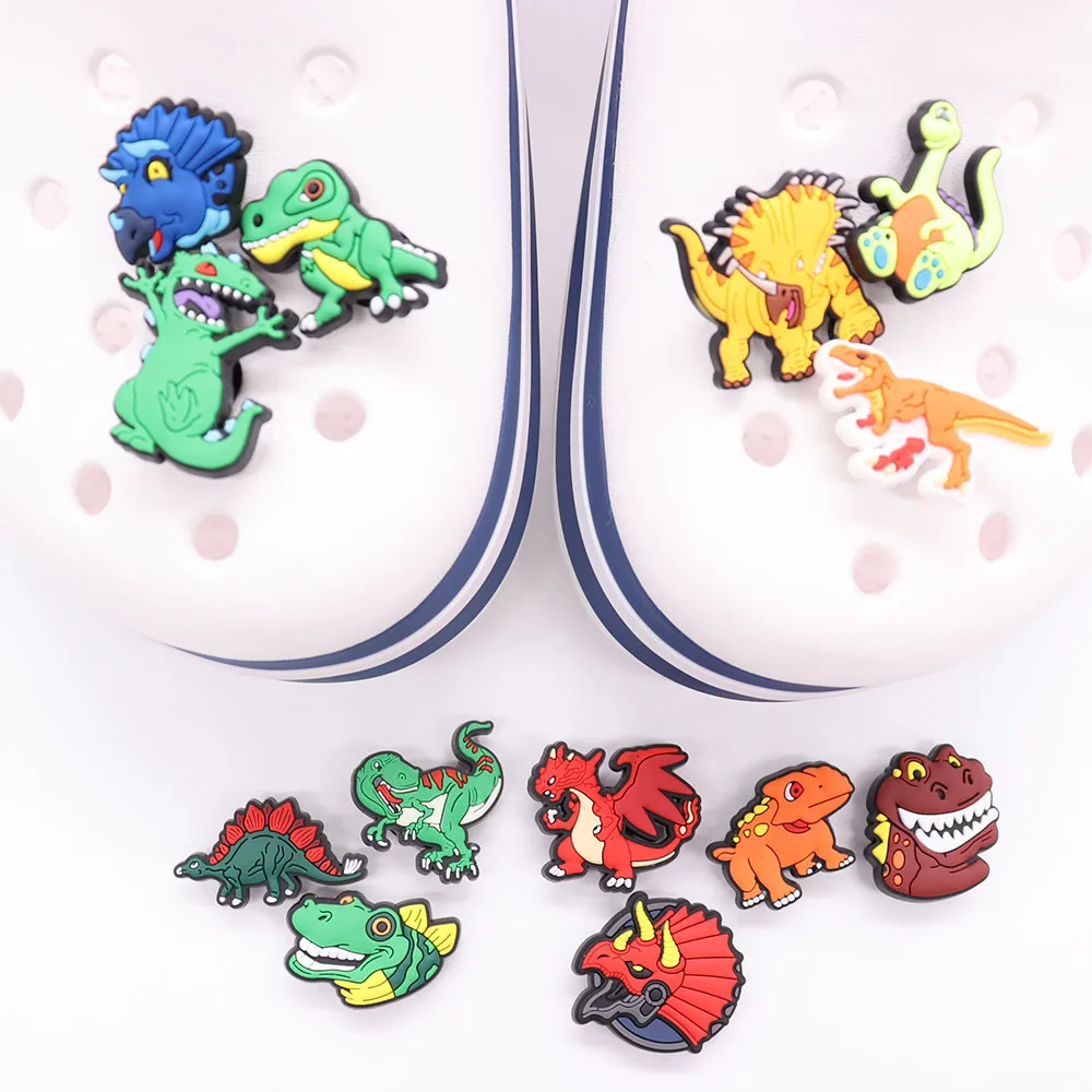 

Wholesale 50pcs Shoe Charms Triceratops Tyrannosaurus Rex Accessories PVC Shoe Decoration DIY For Croc Jibz Fit Wristbands