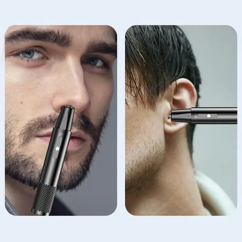 Portable Electric Ear Nose Hair Trimmer Washable Nose Trimmer Head + Shaver Head Hair Removal Shaving Tool USB Rechargeable 6
