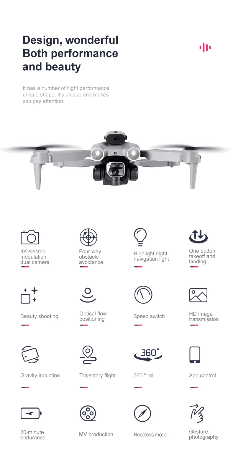 Drone K750FA K9 4K EIS - Mini Caméra Ultra HD Pour Photo Aérienne - Cadeau Idéal