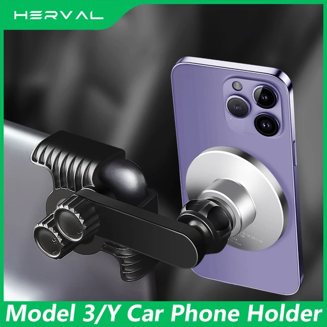 Herval for Tesla Model 3/Y/S/X Car Phone Holder Mount Adjustable Magnetic  Phone Holder Car Screen Side Phone Support Frame - AliExpress