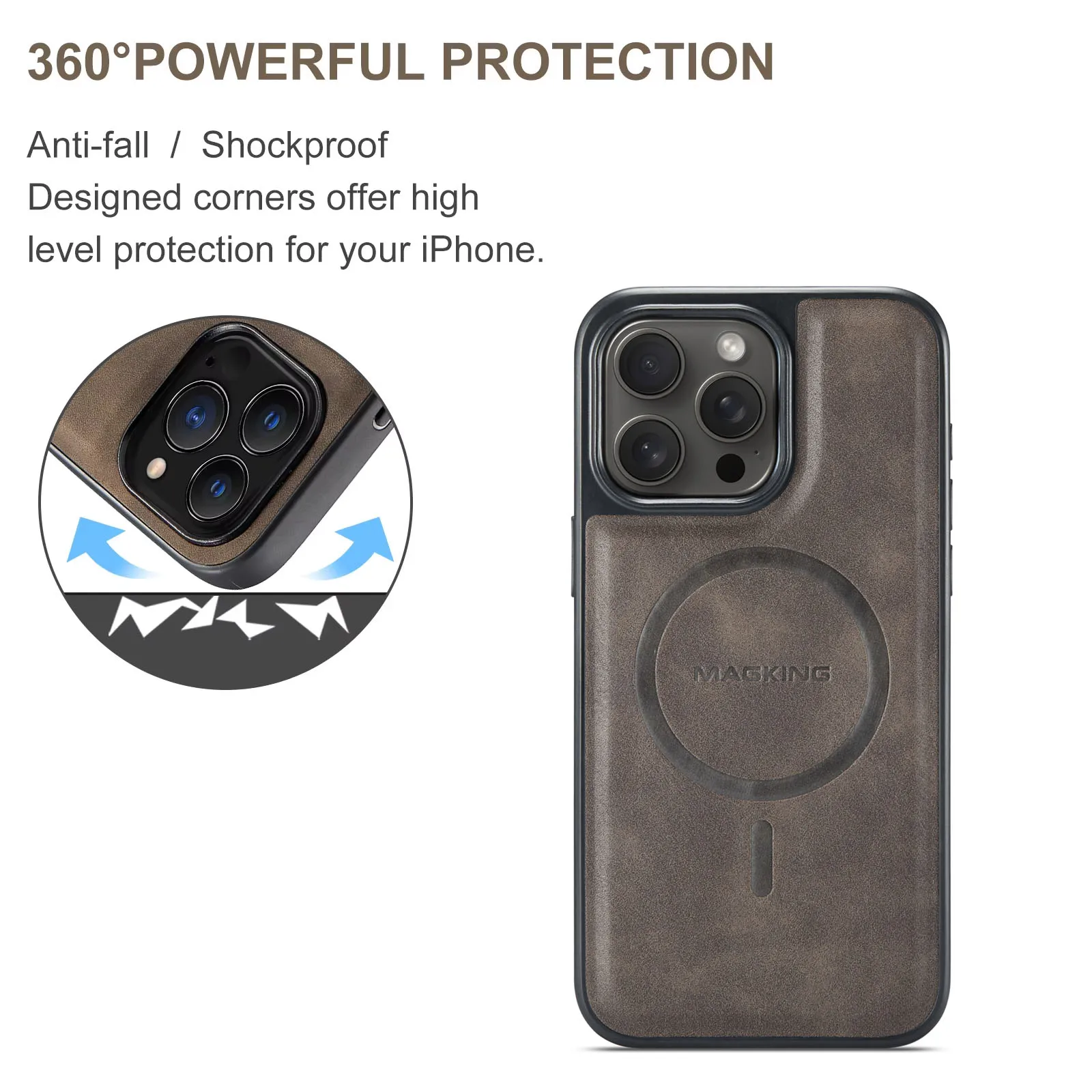 Premium Retro-Leather MagSafe Magnetic Wireless Charging Phone Case