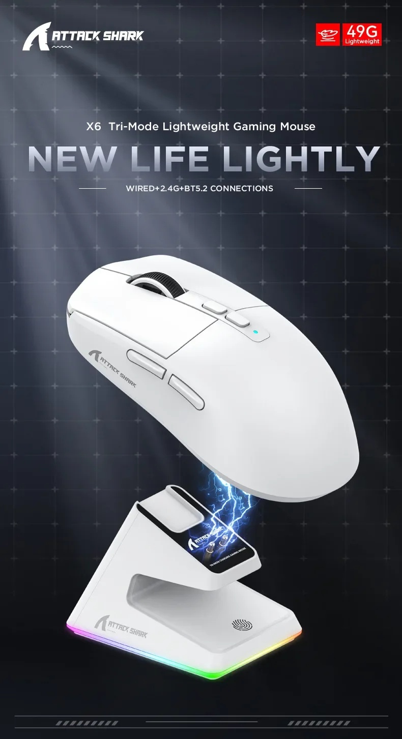 Attack Shark X6 49G programmable Wireless Mouse 2.4G USB Wired PAW3395 26000 DPI for Laptop PC Optical computer Gaming Mouse 20 Attack Shark X6 49G programmable Wireless Mouse 2.4G USB Wired PAW3395 26000 DPI for Laptop PC Optical computer Gaming Mouse