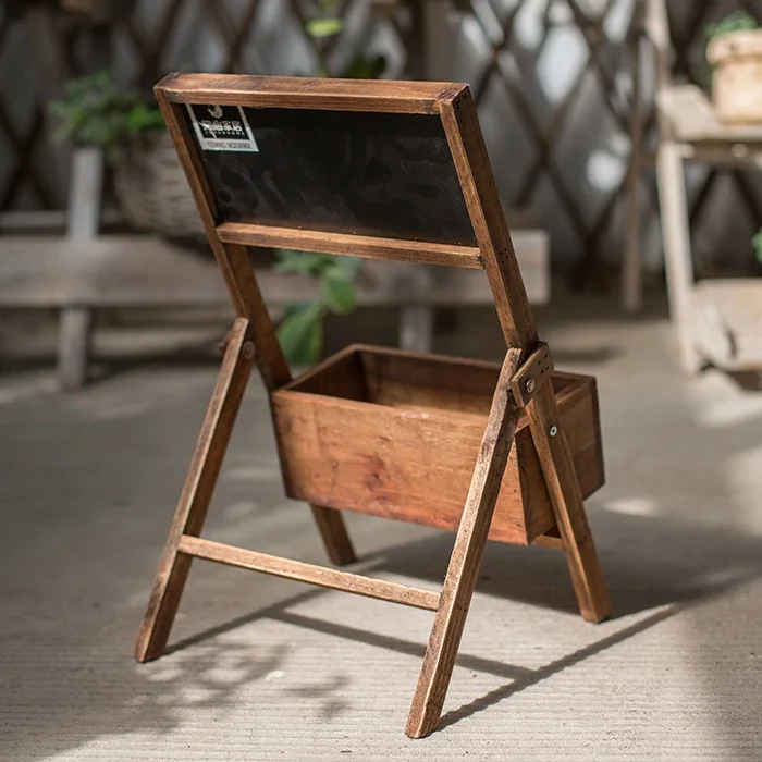 Plant Stand Wooden Flower Shelf Wooden Plant Stand Retro Flower Display Stand with Blackboard Indoor Outdoor Creativity Estantes Para Plantas Balcony Decoration
