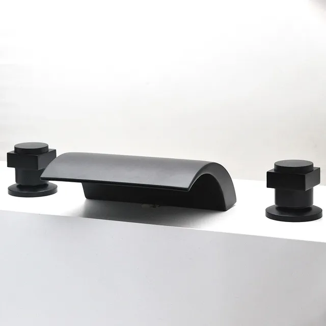 อ่างน้ำวนอ่างอาบน้ำ Cascade Waterfall Inlet ก๊อกน้ำอ่างอาบน้ำสปาผสมเปลี่ยนทอง/สีดำ/สีโครเมี่ยม 4