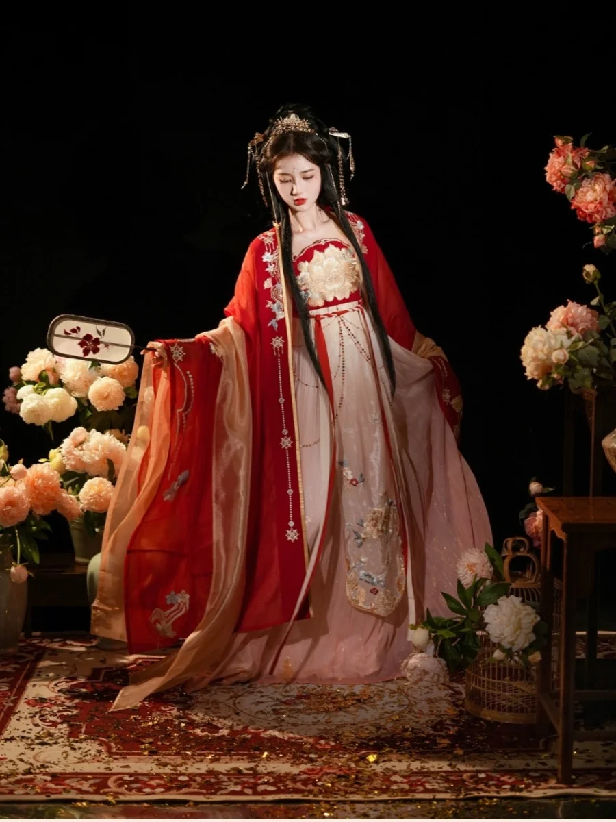 Women's Han Chinese Clothing Chest Costume Red Wedding Clothes Embroidery Traditional New Suit