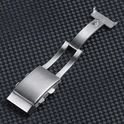 Brushed Silver 316L Stainless Steel Folding Safety Watch Buckle (Silver - 18mm)
