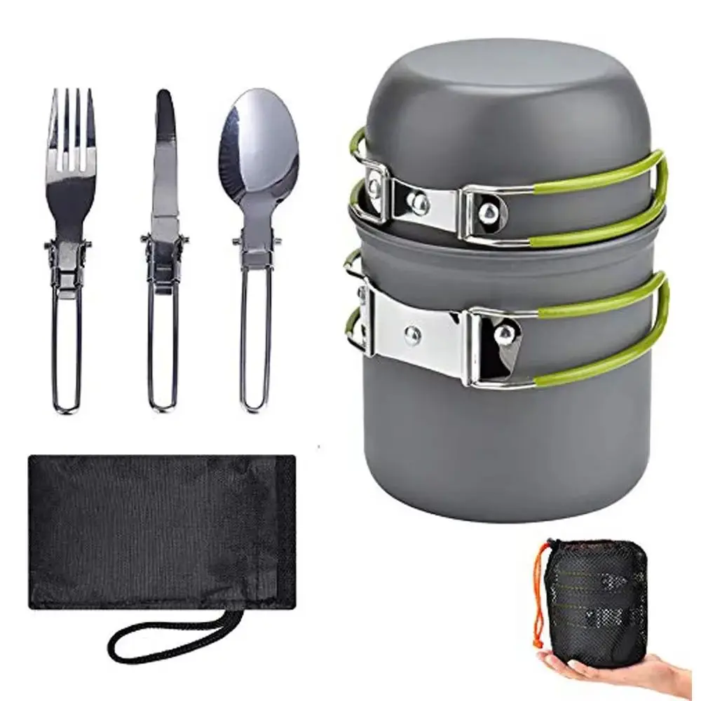 Outdoor Camping Cooking Kit Portable Backpacking Gear Easy Storage Pot Set