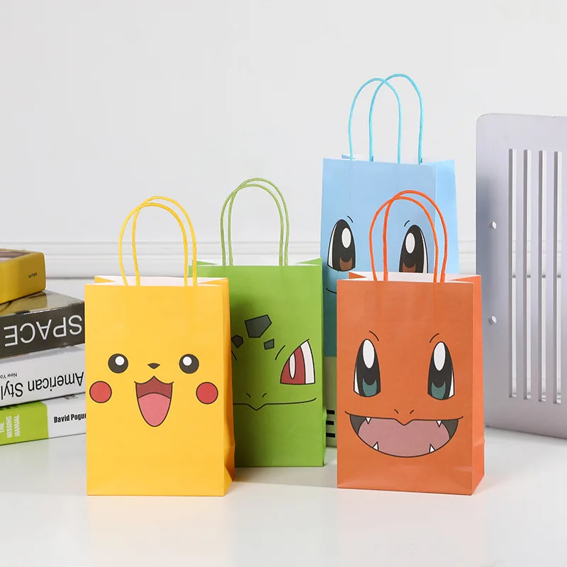 Anime Candy Paper Bag Cartoon Pokemon Pikachu Gift Top Packaging 12Pcs Action Toy Figures Toys Hobby