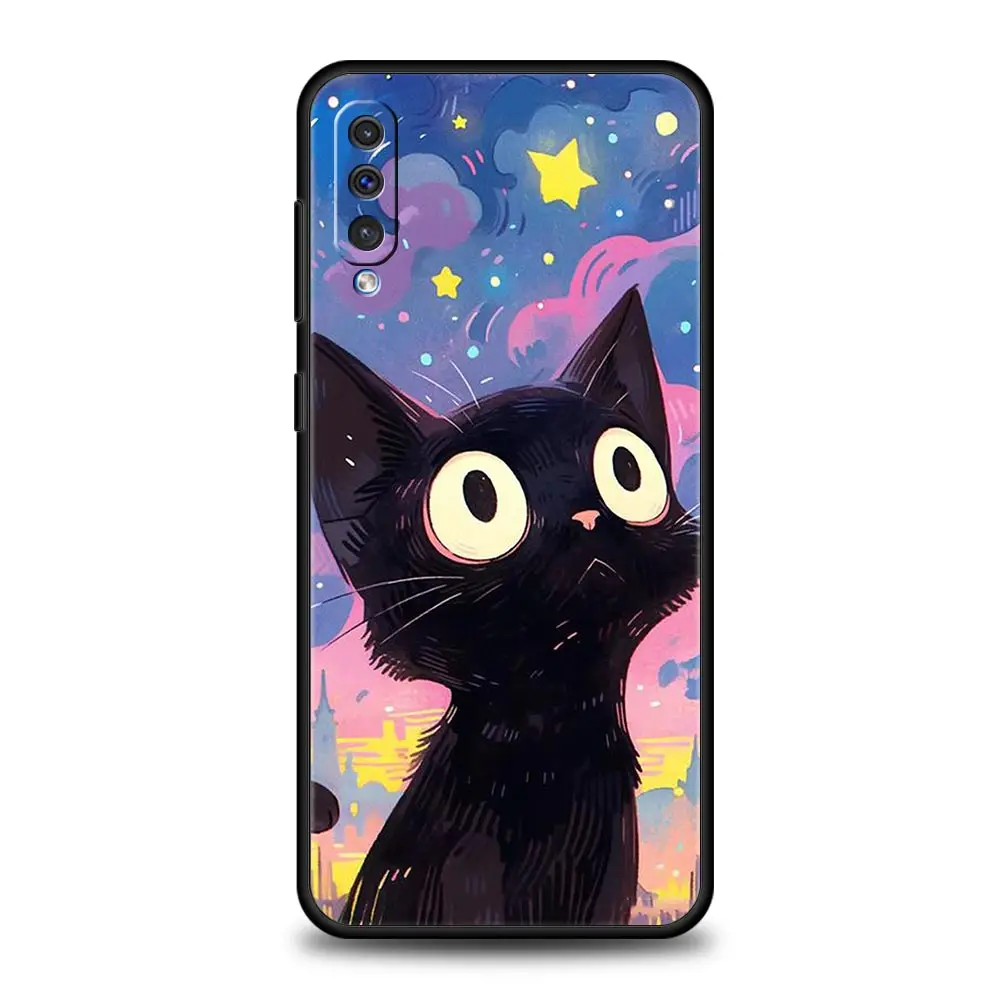 Artistic Black Cat Starry Phone Case