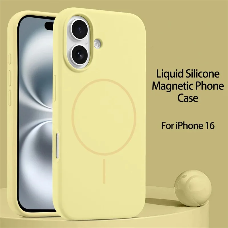 Enhanced Liquid Silicone Magnetic Case with Wireless Charging Support, Slim Soft Cover