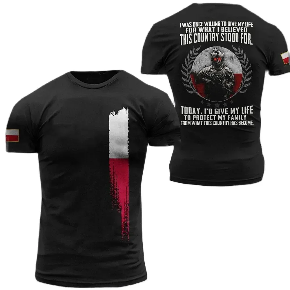 2024 Bandiera polacca Camouflage Soldati Army Quick dry allentato comodo nuovo blazer stampato 3D T-shirt girocollo da uomo maniche corte - immagine 2